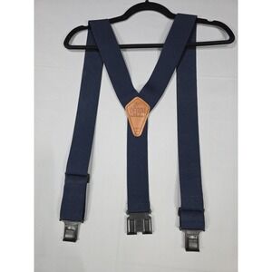 Perry Suspenders Blue Y-Back Belt Clip Braces Elastic Made in USA Adjustable